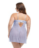 Ladda bilden i Galleri Viewer, Elsie Lace &amp; Mesh Underwire Babydoll w/G-String 2 pc Set - Brunnera Blue 1X/2X
