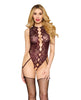 Załaduj obraz do przeglądarki galerii, Mosaic Lace Open Crotch Garter Teddy - Cherry Lacquer XL

