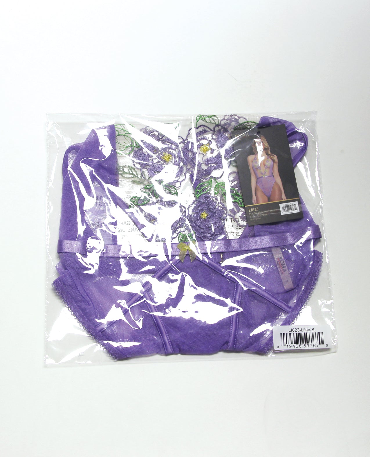 Peony Blossom Embroidered Halter Top Teddy - Lilac XL