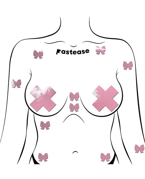 Pastease Mini Faux Leather Bows Baby Pink Pack of 8