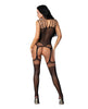 Load image into Gallery viewer, Seamless Bodystocking With Crystal Rhinestones Black One Size
