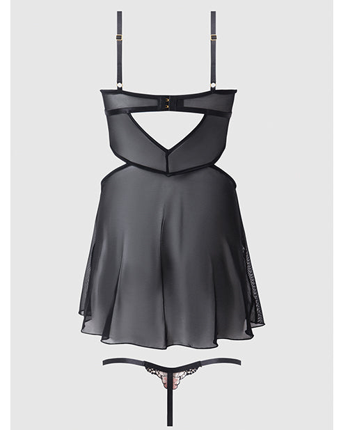 Nova Lace & Mesh Babydoll w/G-String 2 pc Set - Black 3X/4X