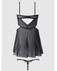 Cargue la imagen en el visor de la galería, Nova Lace &amp; Mesh Babydoll w/G-String 2 pc Set - Black 3X/4X
