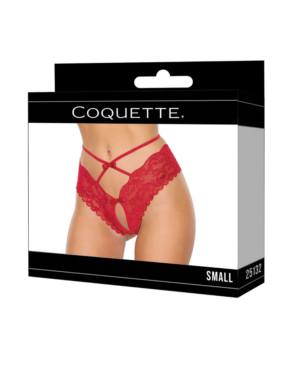 Lace Hipster Panty w/Bow Detail - Red SM