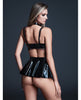 Load image into Gallery viewer, Allure Naughty Nights Latex Look Vinyl and Lace Choker Bra &amp; Mini Skirt 2 pc Set - Black MD
