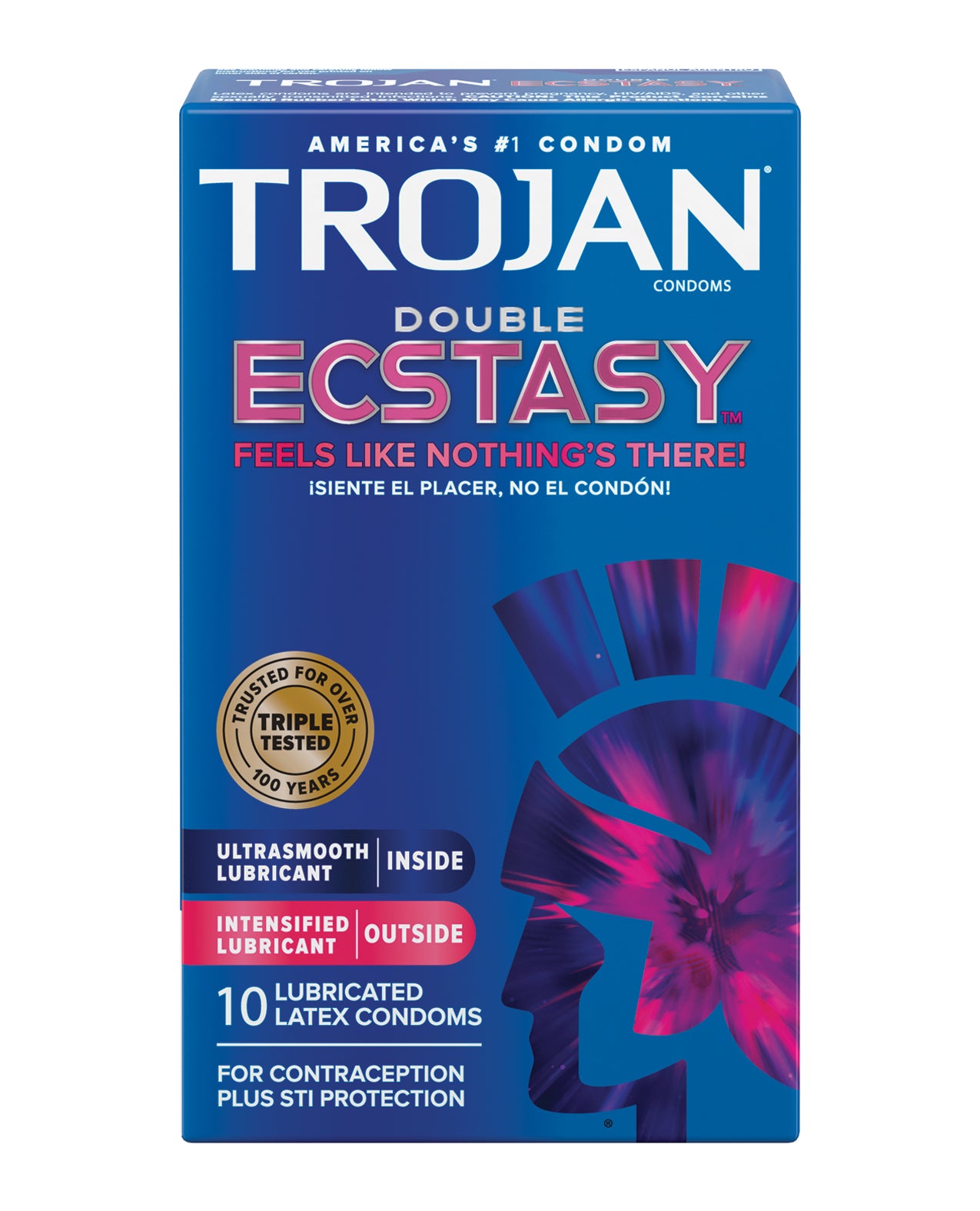 Trojan Double Ecstasy Condoms Box Of 10 UltraSmooth Lubricated