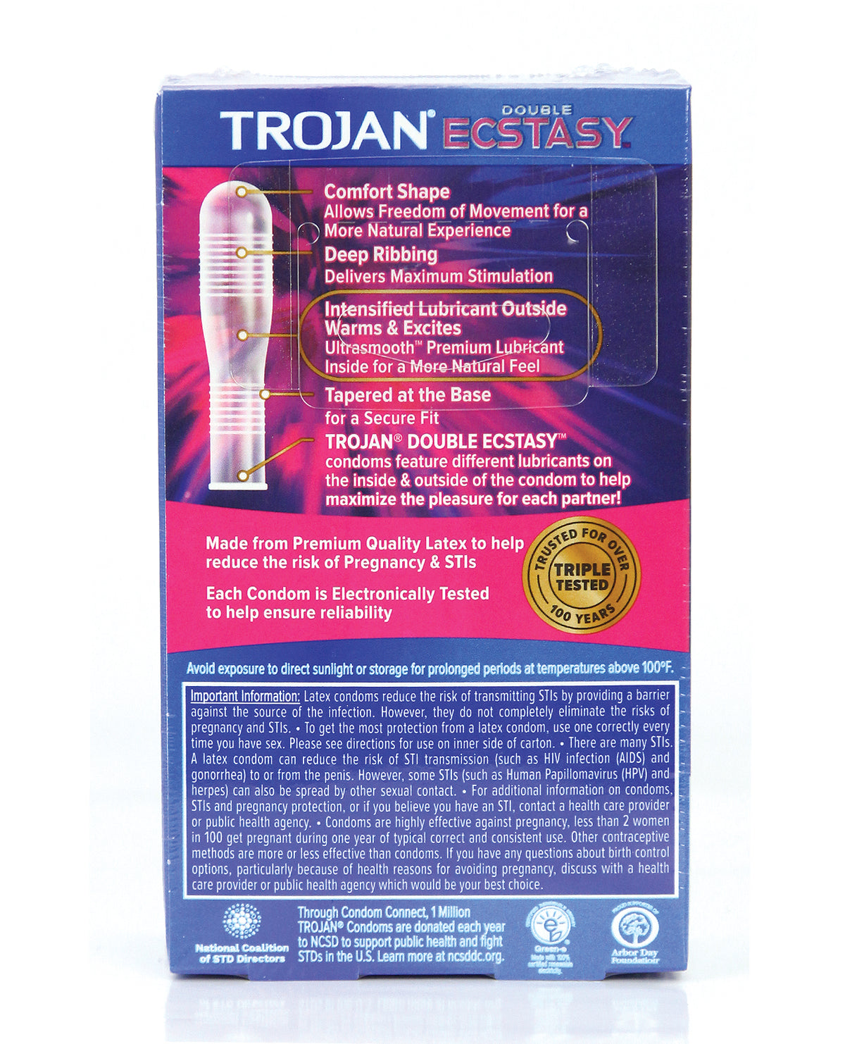 Trojan Double Ecstasy Condoms Box Of 10 UltraSmooth Lubricated