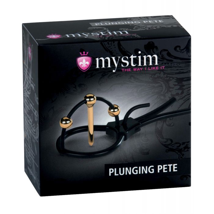 Mystim Plunging Pete avec sangle Corona et sonde urétrale - Noir/Or