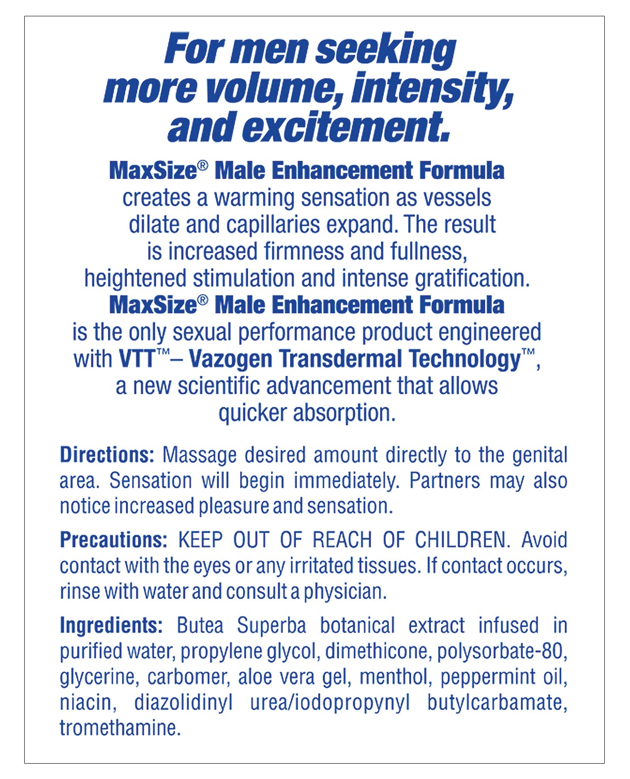 Max Size Mannenvergrotingscrème - 5 oz Tube