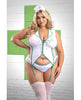 Load image into Gallery viewer, Play Herbal Remedy Gartered Bustier w/Panty &amp; Headpiece - White 1X/2X
