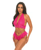 Załaduj obraz do przeglądarki galerii, Maylah Mesh &amp; Lace Halter 2 pc Set - Pink L/XL
