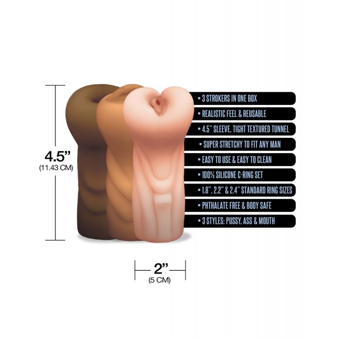Juego de pistones MSTR B8 con anillos en C - Paquete surtido de 3