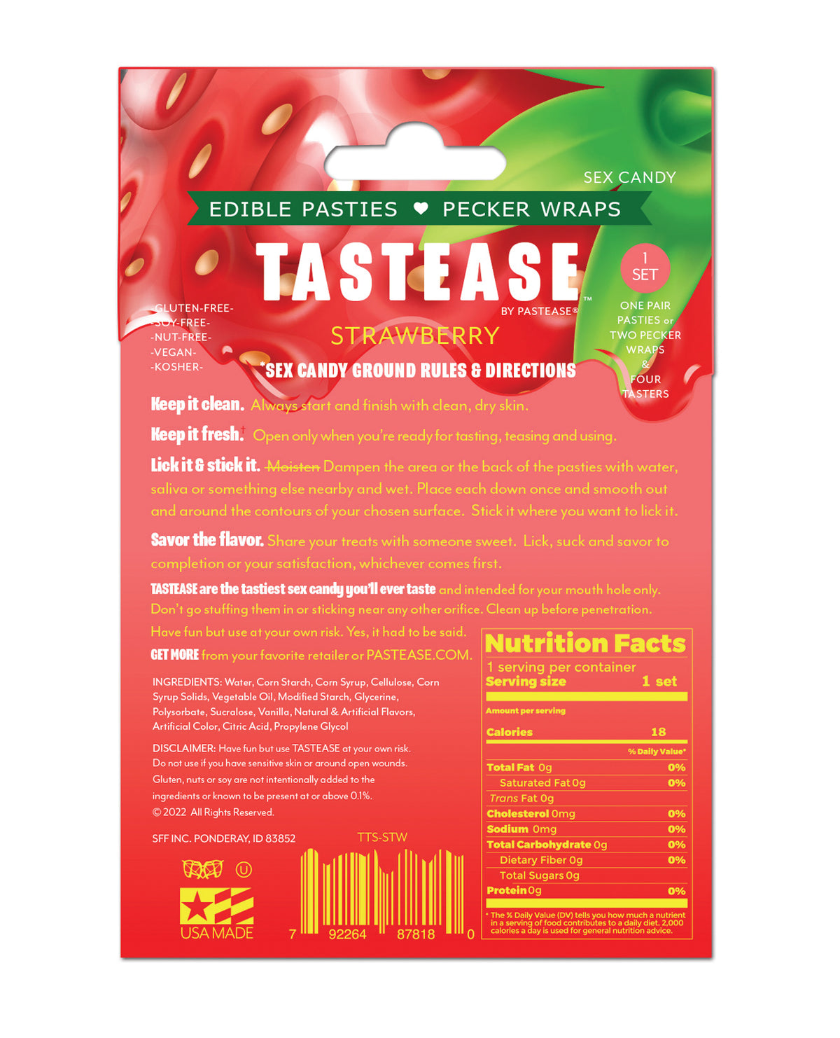 Pastease Tastease Edible Pasties & Pecker Wraps - Strawberry O/S