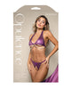Load image into Gallery viewer, Opulence Shimmer Mesh Halter Top &amp; Panty w/Pearl Details - Purple M/L
