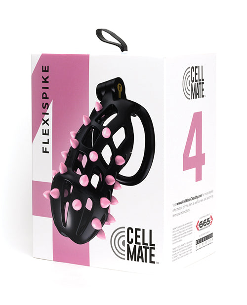 Sport Fucker Cellmate FlexiSpike Chastity Cage Size 4 Black And Pink Shower Friendly Resin