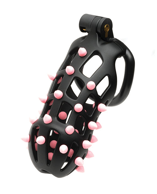 Sport Fucker Cellmate FlexiSpike Chastity Cage Size 4 Black And Pink Shower Friendly Resin