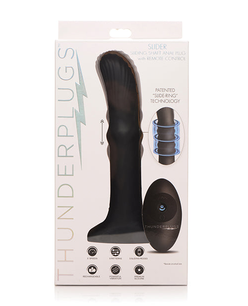 ThunderPlugs Sliding Shaft Silicone Vibrator w/Remote - Black - Article product