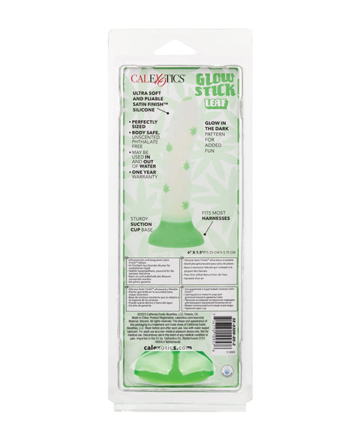 Glow Stick Leaf Suction Cup Glow-in-the-Dark Dildo - Green