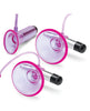 Load image into Gallery viewer, Lux Fetish Vibrating Nipple Suckers w/Clitoral Pump &amp; Quick Release - Pink/Purple
