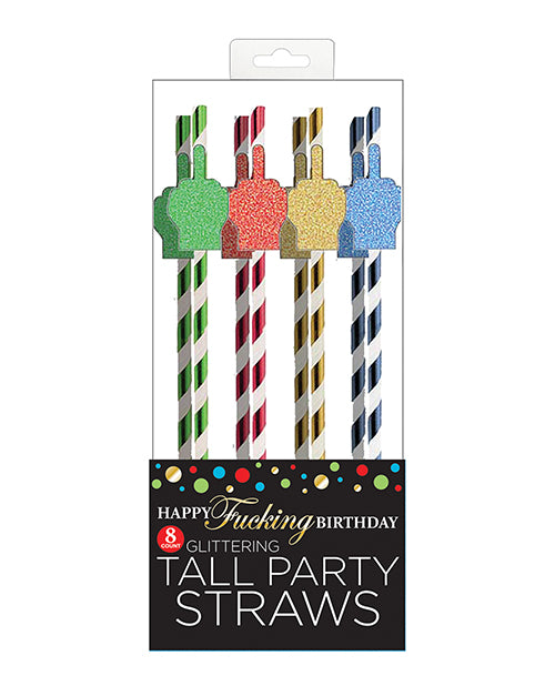 Happy Fucking Birthday Tall Straws Pack of 8 Party Decor
