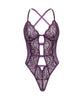 Load image into Gallery viewer, Carmen Lace &amp; Mesh Underwire Crotchless Teddy - Imperial Purple L/XL
