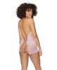 Load image into Gallery viewer, Crystal Pink Halter Crotchless Teddy Pink/Silver O/S
