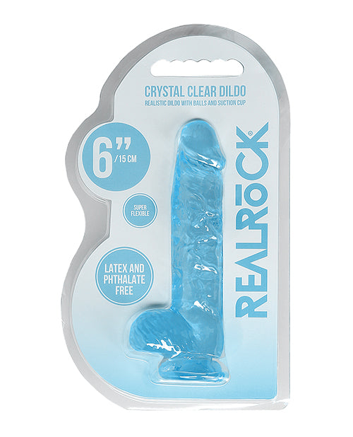 Shots RealRock Dildo realist crystal clar 6" cu testicule - albastru
