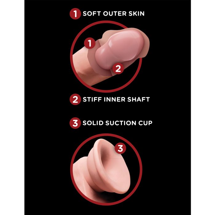 King Cock Plus Pene de 6" de Triple Densidad con Testículos Oscilantes - Marfil