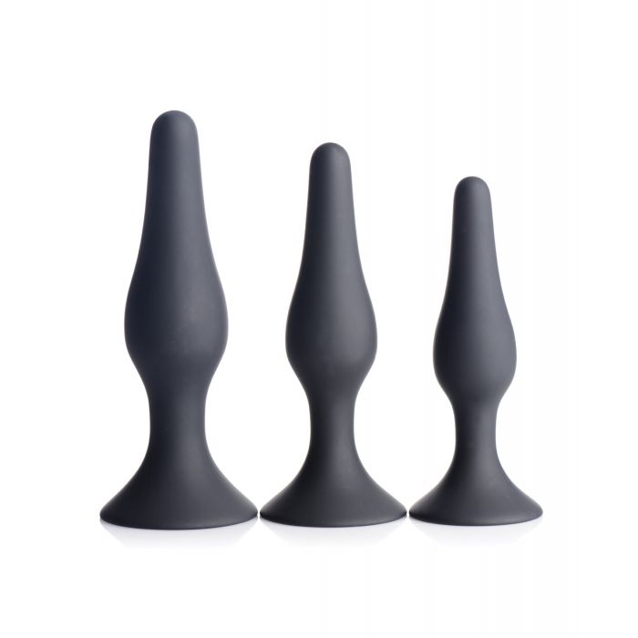 Master Series Triple Tapered Silicone Anal Trainer - Black Set of 3
