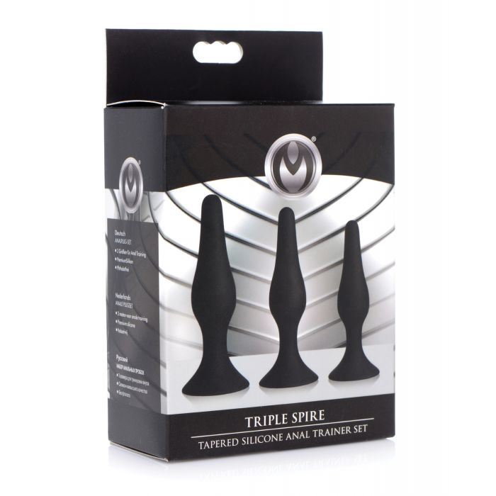 Master Series Triple Tapered Silicone Anal Trainer - Black Set of 3