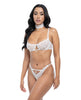 Carica l'immagine nel visualizzatore Galleria, Pearla Lace Underwire Bra &amp; Open Back Panty w/Matching Collar 3 pc Set - White L/XL
