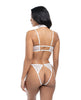 Carica l'immagine nel visualizzatore Galleria, Pearla Lace Underwire Bra &amp; Open Back Panty w/Matching Collar 3 pc Set - White L/XL
