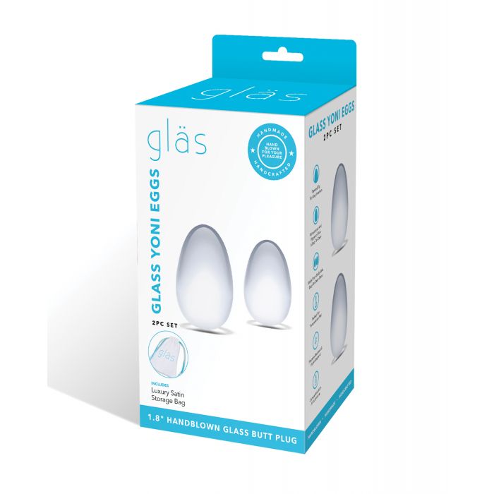 Glass 2 Piece Yoni Eggs Set Clear For Pelvic Floor Exercise