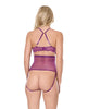 Ladda bilden i Galleri Viewer, Metallic Stretch Lace &amp; Mesh Teddy w/Detachable Panty - Purple SM
