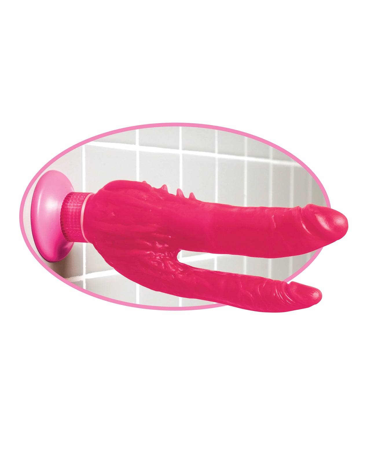 Wall Bangers Double Penetrator Waterproof Pink Vibrator For Wall Stimulation