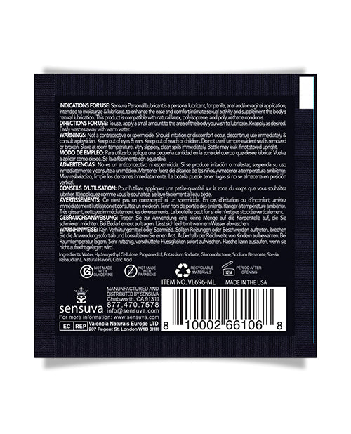 Sensuva Natural Water Based Personal Lubricant Single Use Packet - 6 ml Cotton Candy
