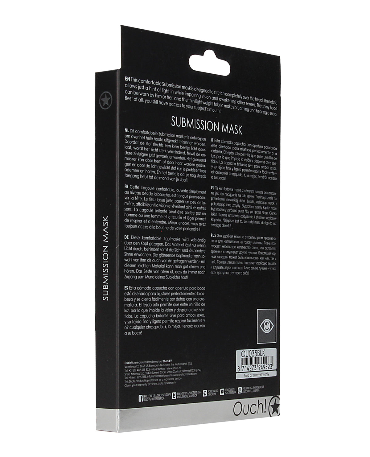 Shots Ouch Submission Mask - Black