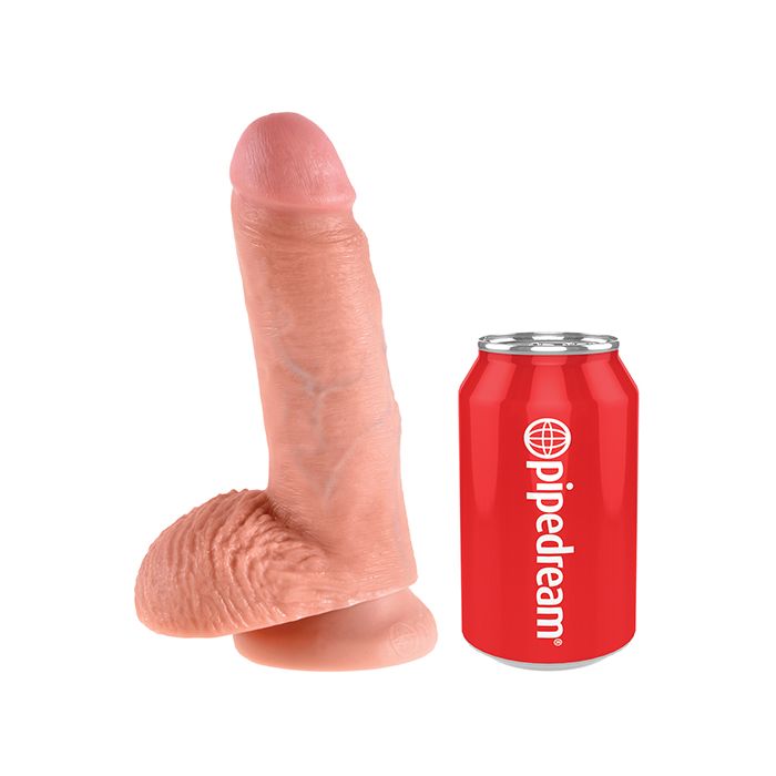 King Cock 7 Inch Dildo With Balls Flesh Realistic Veins