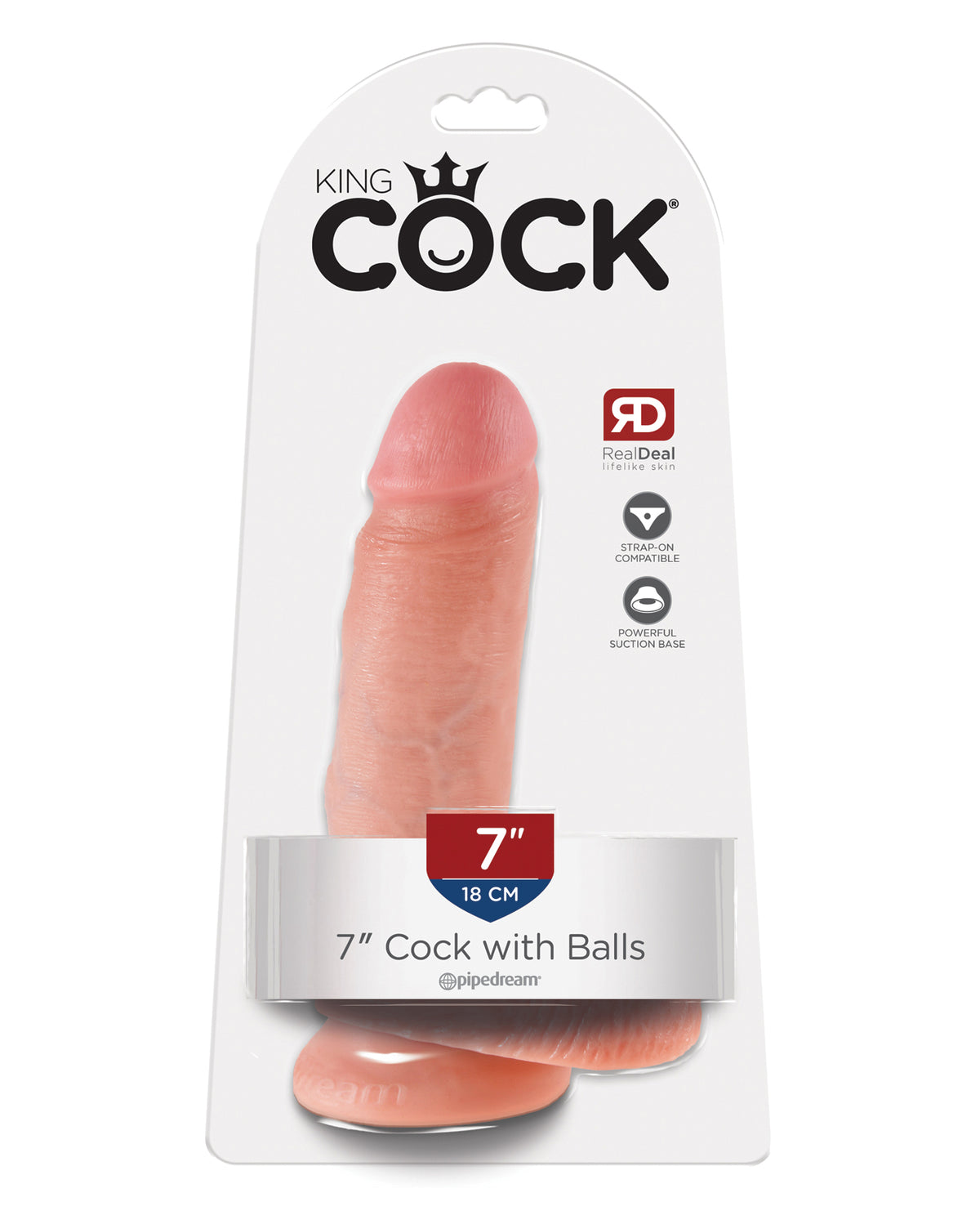 King Cock 7 Inch Dildo With Balls Flesh Realistic Veins