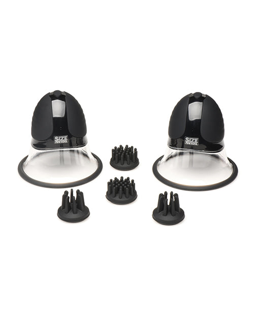 Load image into Gallery viewer, Size Matters 10X Rotating Silicone Nipple Suckers w/4 Attachments - Black
