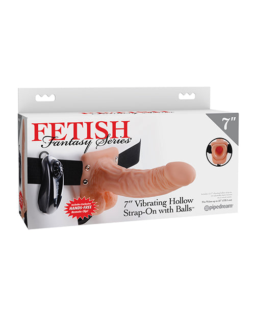 Serie Fetish Fantasy Strap-on cavo vibrante da 7" con palline - Carne