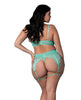 Load image into Gallery viewer, Caribbean Crush Demi Bra Thong Garters Aqua 3 Piece Set
