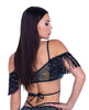Cargue la imagen en el visor de la galería, Sequin Fishnet Fringe Top - Black/Multi MD
