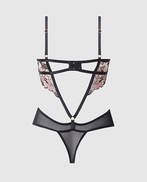 Nova Lace Teddy w/Garters - Black LG