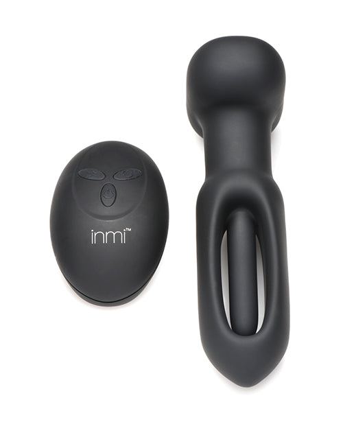 Cargue la imagen en el visor de la galería, Inmi Bum Flick Flicking &amp; Vibrating Silicone Butt Plug w/Remote - Black
