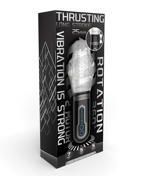 Thrusting Rotating Vibrating Oral Sex Masturbator Black