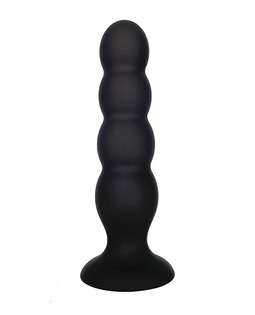 Vers Liquid Silicone Anal Suction Plug With Steel Weighted Motion Balls Black
