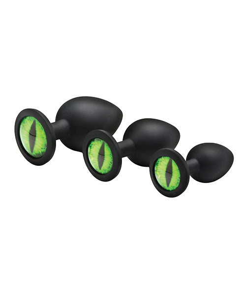 Creature Eyes Green Eye Silicone Butt Plug Set Small Medium Large