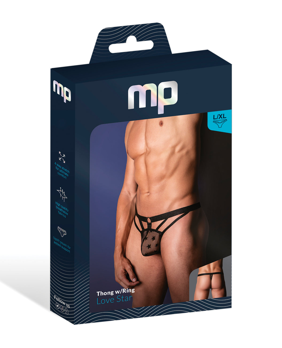 Love Star Thong w/Ring - Black L/XL