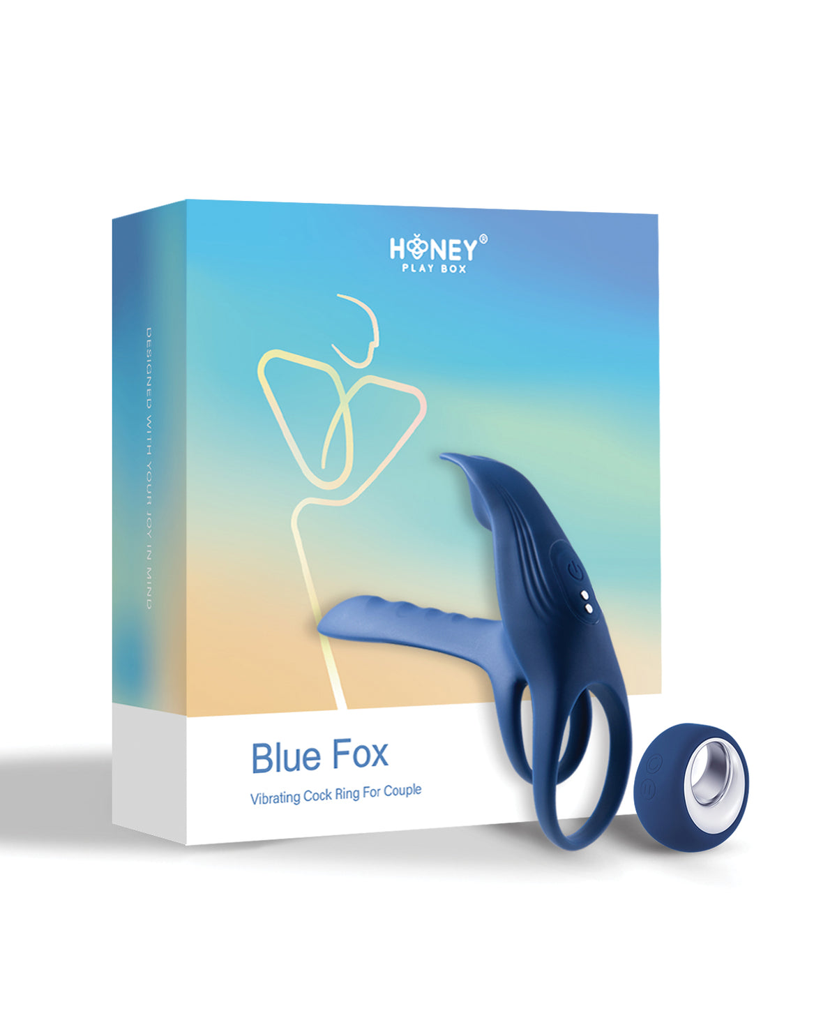 Funda para pene con vibración Blue Fox para aumentar la circunferencia - Azul